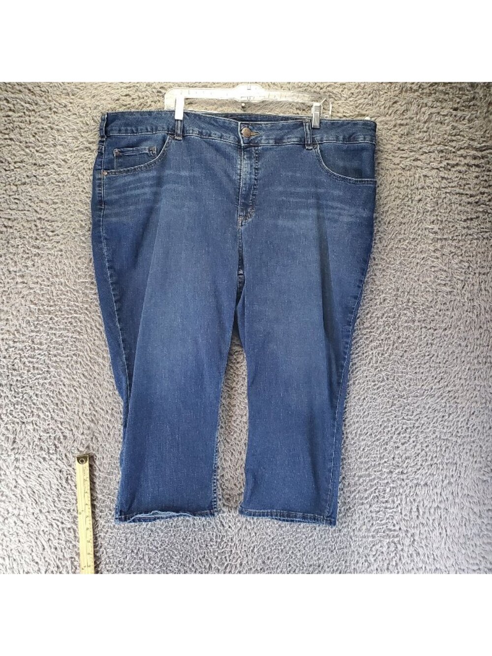 Lee Jeans Womens 24W Blue Stretch Denim Straight Leg Mid Rise Cropped Capri
